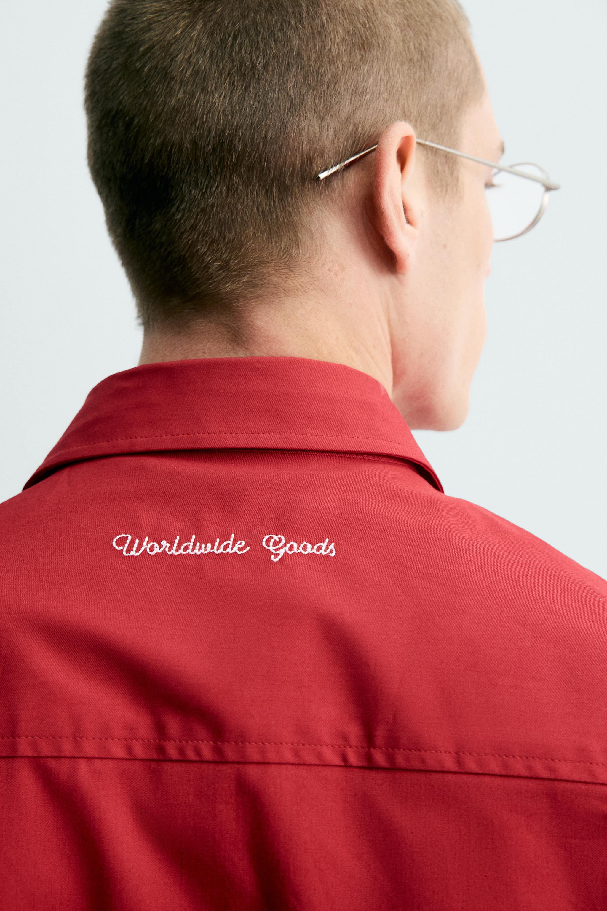 RELAXED FIT CONTRAST EMBROIDERY SHIRT
